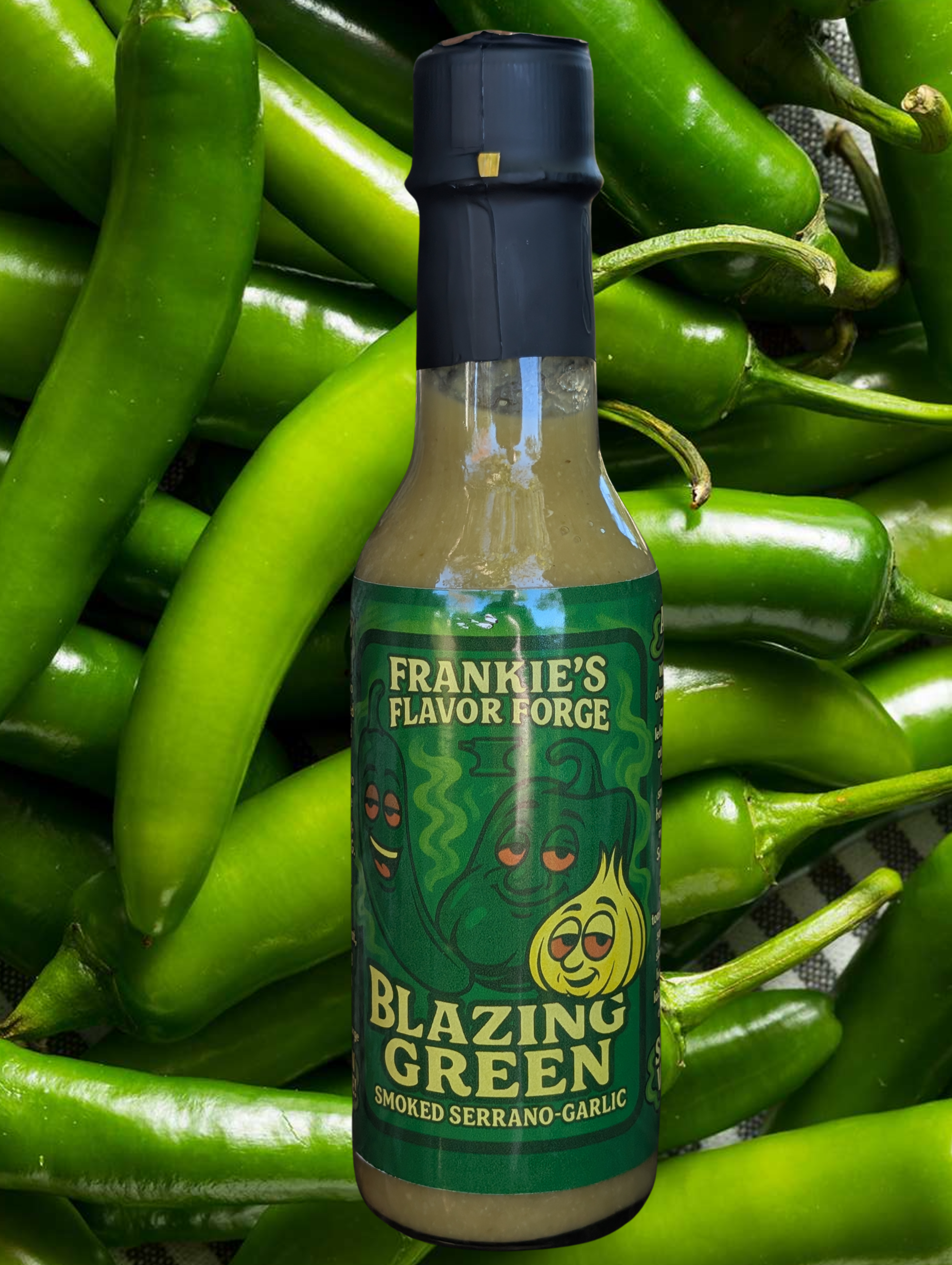 Blazing Green – Smoked Serrano Garlic Hot Sauce (5oz)  |  Frankie's Flavor Forge
