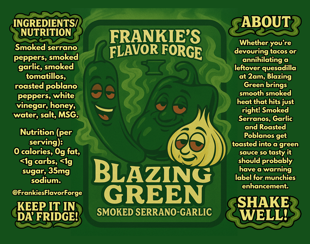 Blazing Green – Smoked Serrano Garlic Hot Sauce (5oz)  |  Frankie's Flavor Forge